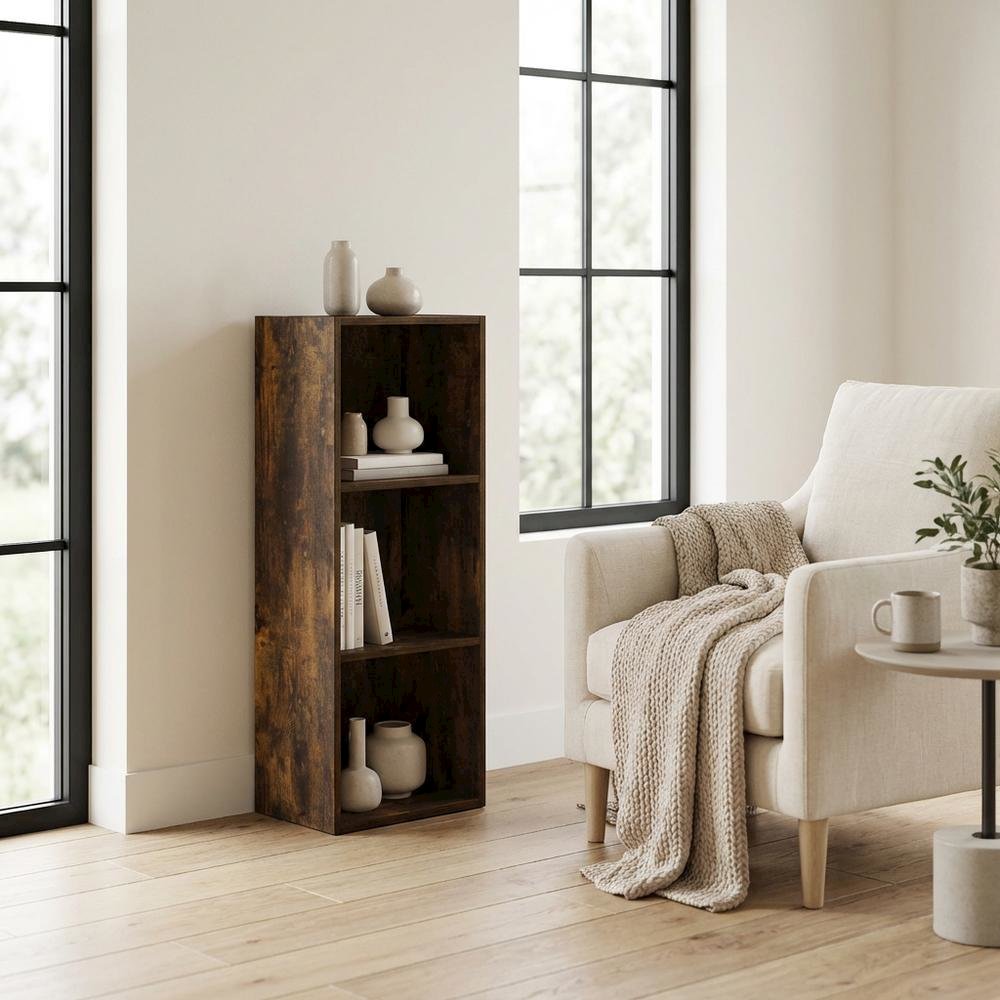 Wooden bookcase with open shelf design for versatile storage