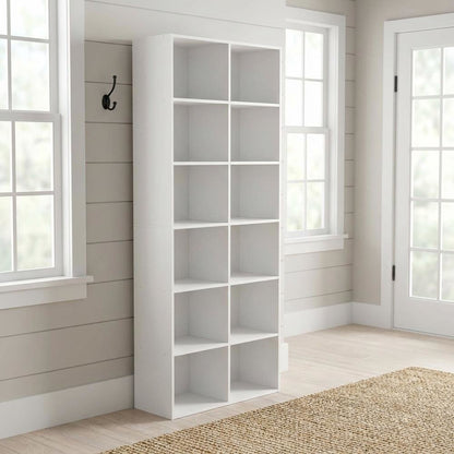 Wooden bookcase in finish with spacious shelves for storage