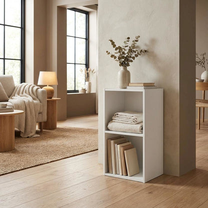 Wooden bookcase with ample storage, modern design, sturdy construction