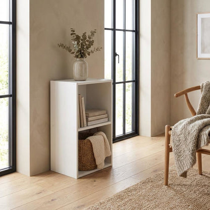 Wooden bookcase with ample storage, modern design, sturdy construction