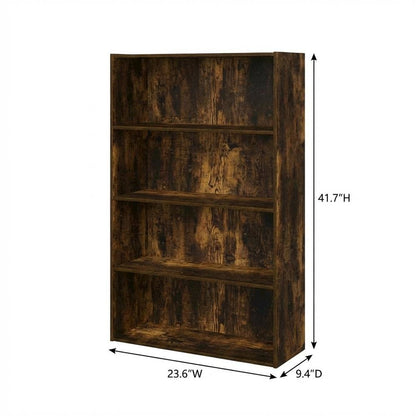 Wood Bookcase with Open Shelving for Living Room Storage