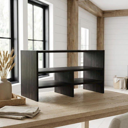 Espresso Desk Top Organizing Shelf with Sturdy Wood Construction