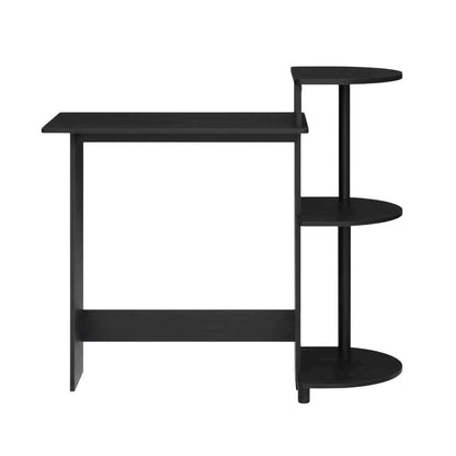 Compact Americano/Black Computer Desk With Shelves For Office Use