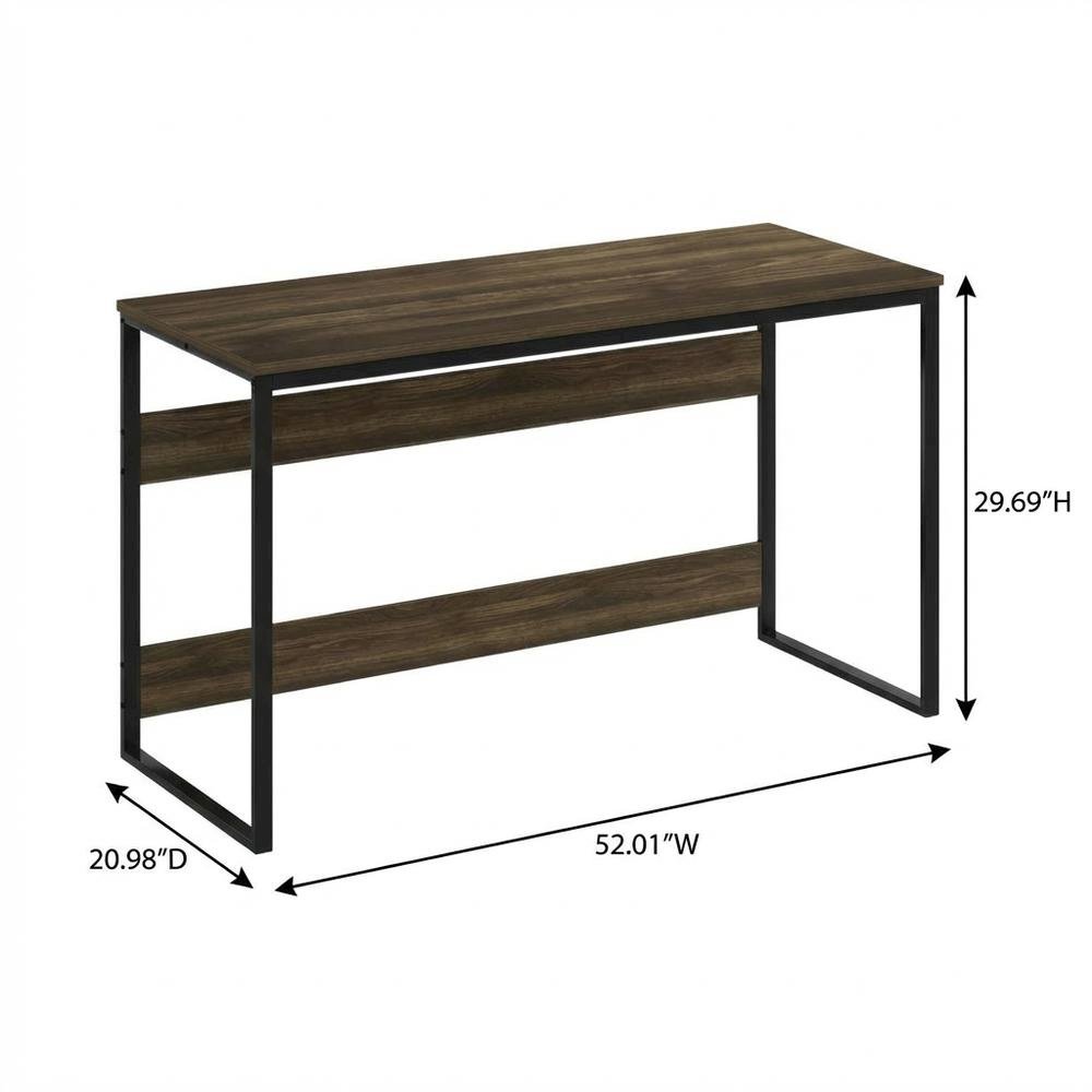 Wood Study Desk In Columbia Walnut Finish With Spacious Work Surface