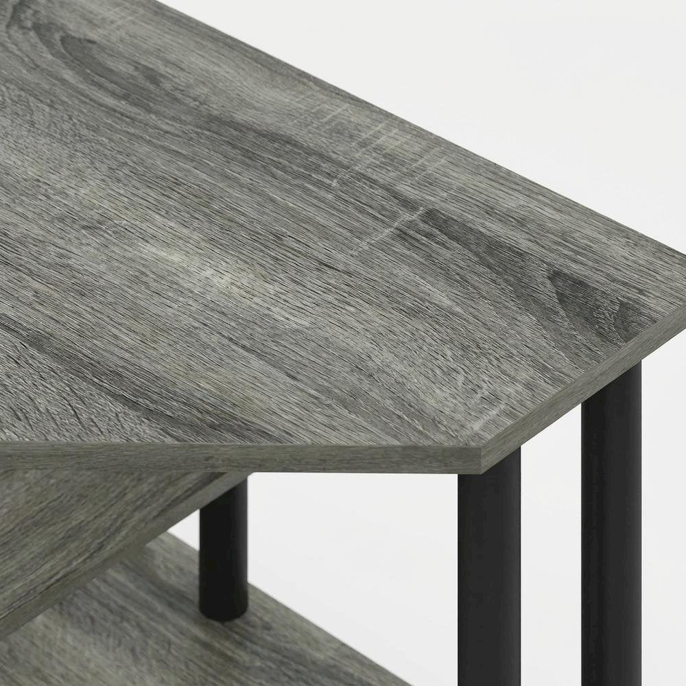 Gray Corner Desk With Shelves, Modern Ergonomic Design For Office Spaces