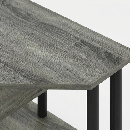 Gray Corner Desk With Shelves, Modern Ergonomic Design For Office Spaces