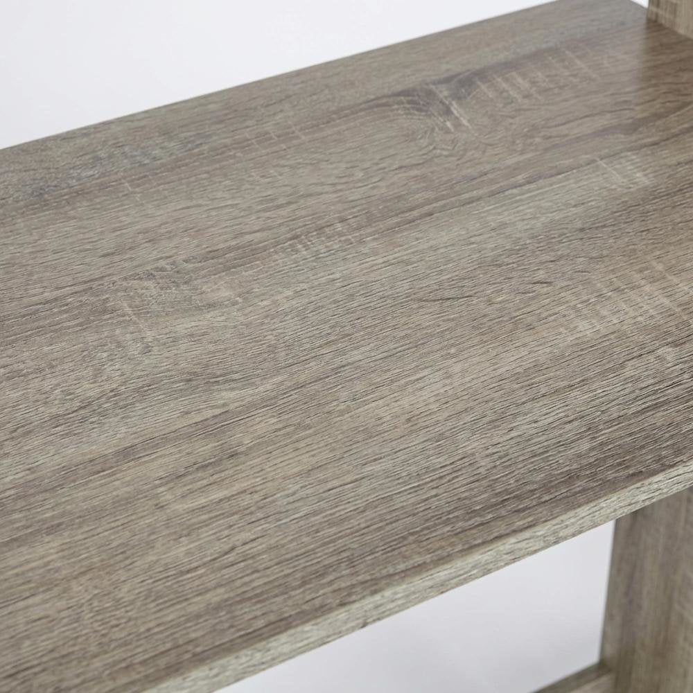 Compact Computer Desk in French Oak Grey, Black, Sleek Design, Sturdy
