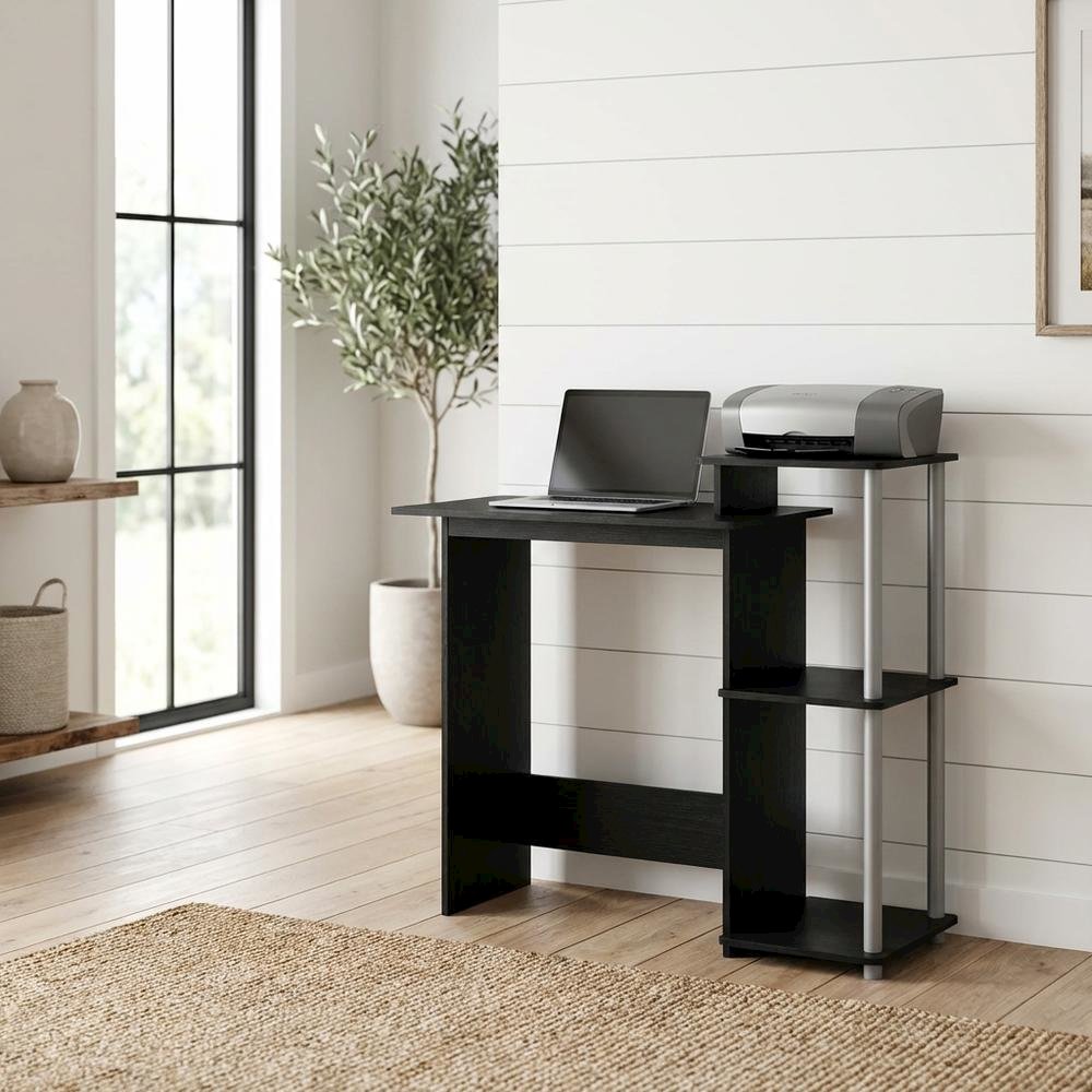 Black and Grey Computer Desk with Spacious Surface and Sturdy Frame