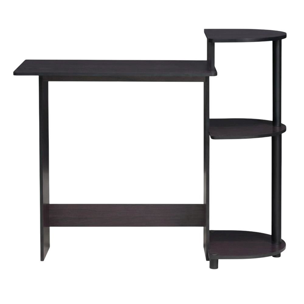 Compact Dark Walnut Computer Desk with Shelves for Efficient Workspace