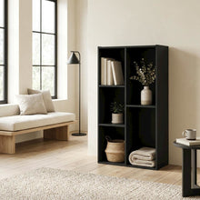 Black Reversible Cube Storage Shelf With Open Compartments And Durable Finish