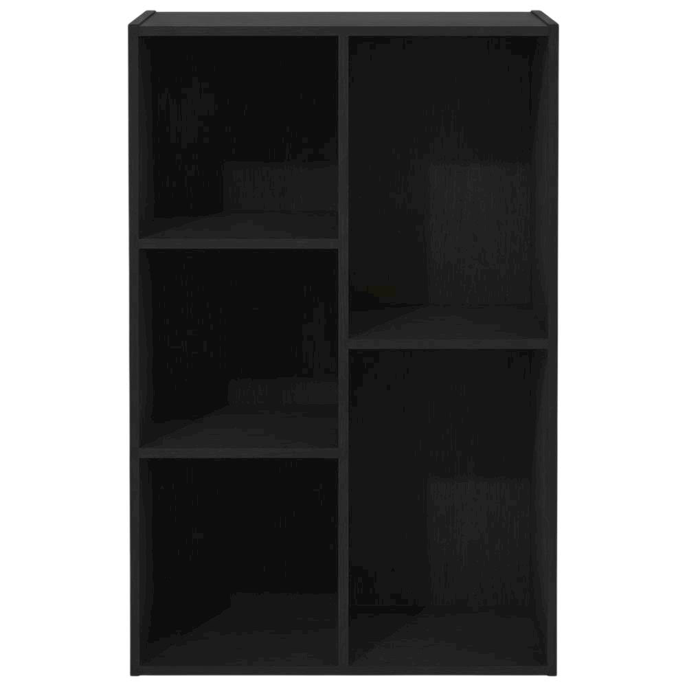 Black Reversible Cube Storage Shelf With Open Compartments And Durable Finish