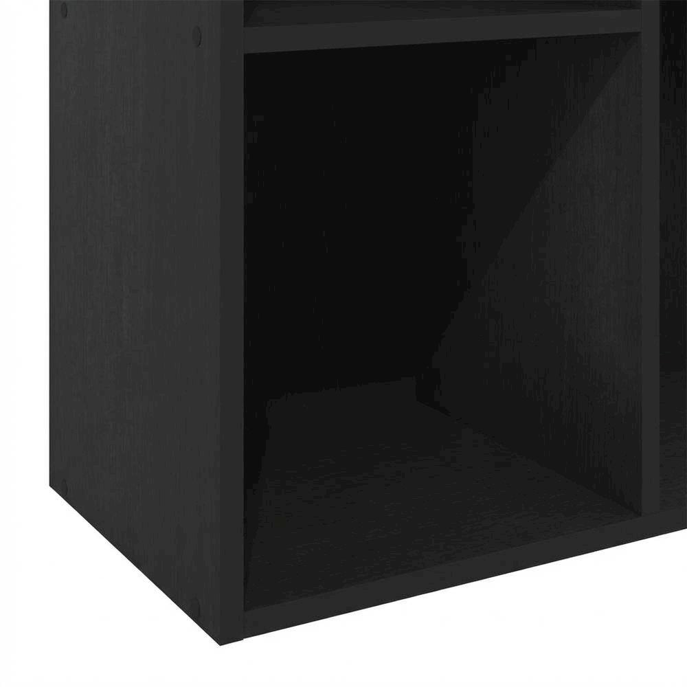 Black Reversible Cube Storage Shelf With Open Compartments And Durable Finish