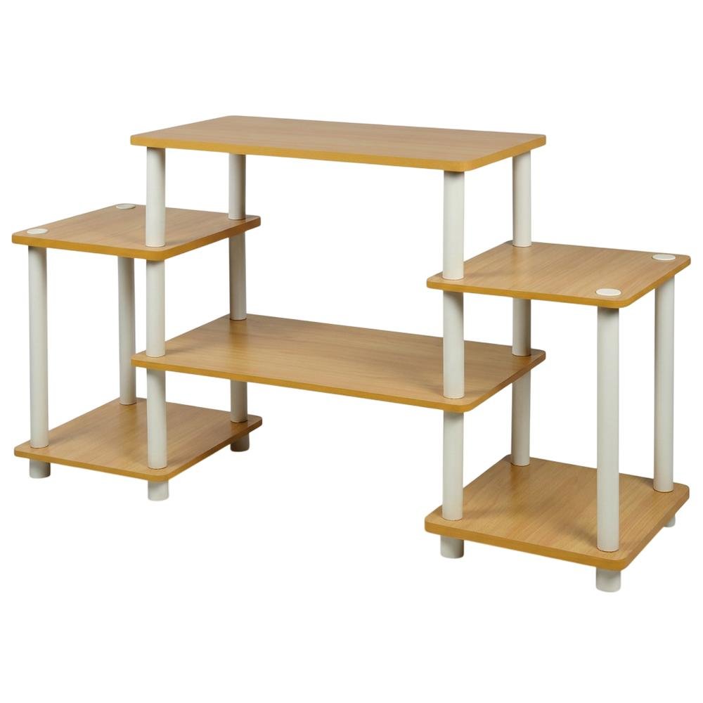 Beech and White No Tools Entertainment Center with Modern Design