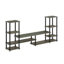 Modern Entertainment Center in French Oak Grey and Black with Spacious Storage