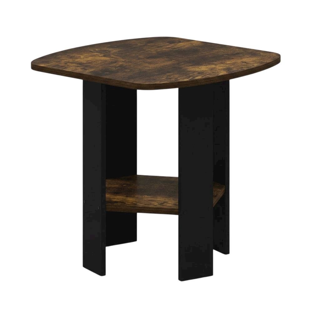 Amber Pine and Black Finish Accent End Table for Living Room