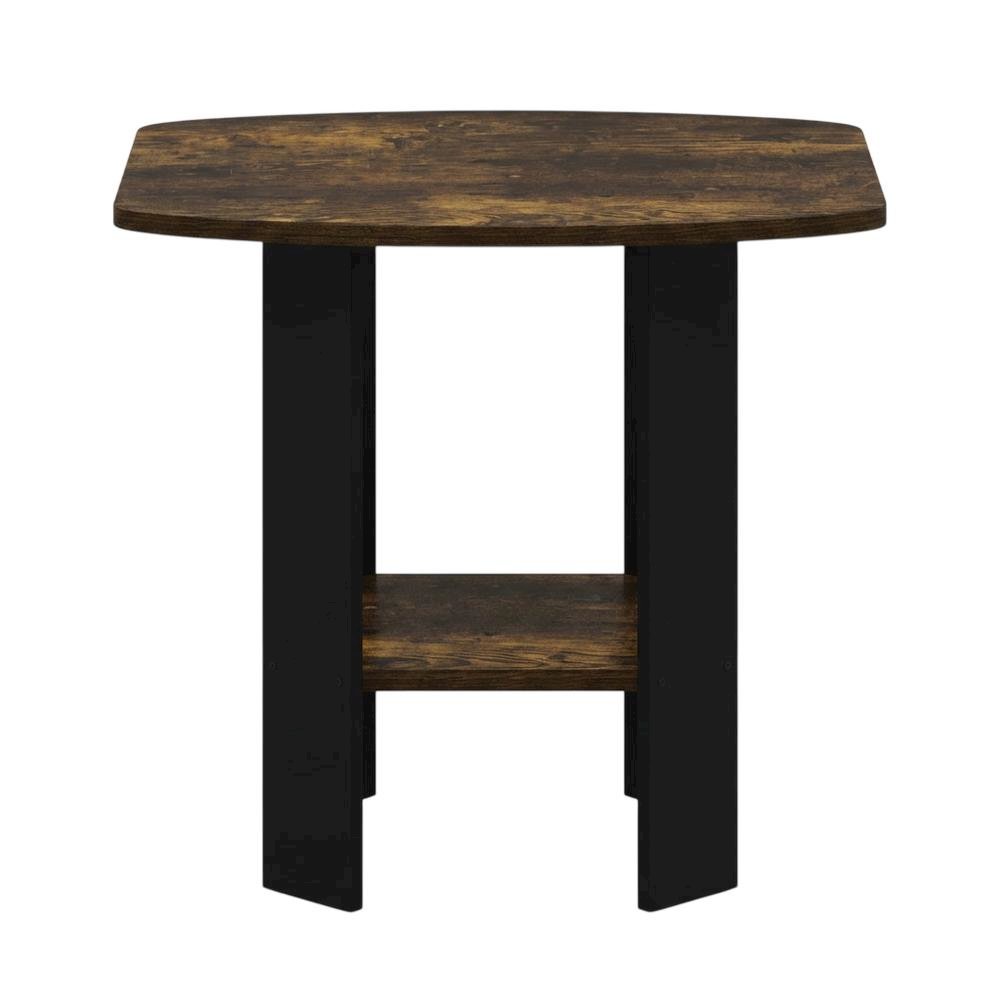 Amber Pine and Black Finish Accent End Table for Living Room