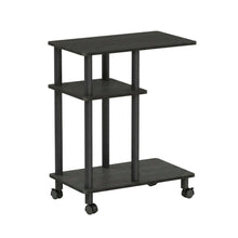 Espresso, U-Shape Sofa Side Table, Rolling Casters