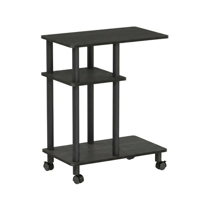 Espresso, U-Shape Sofa Side Table, Rolling Casters