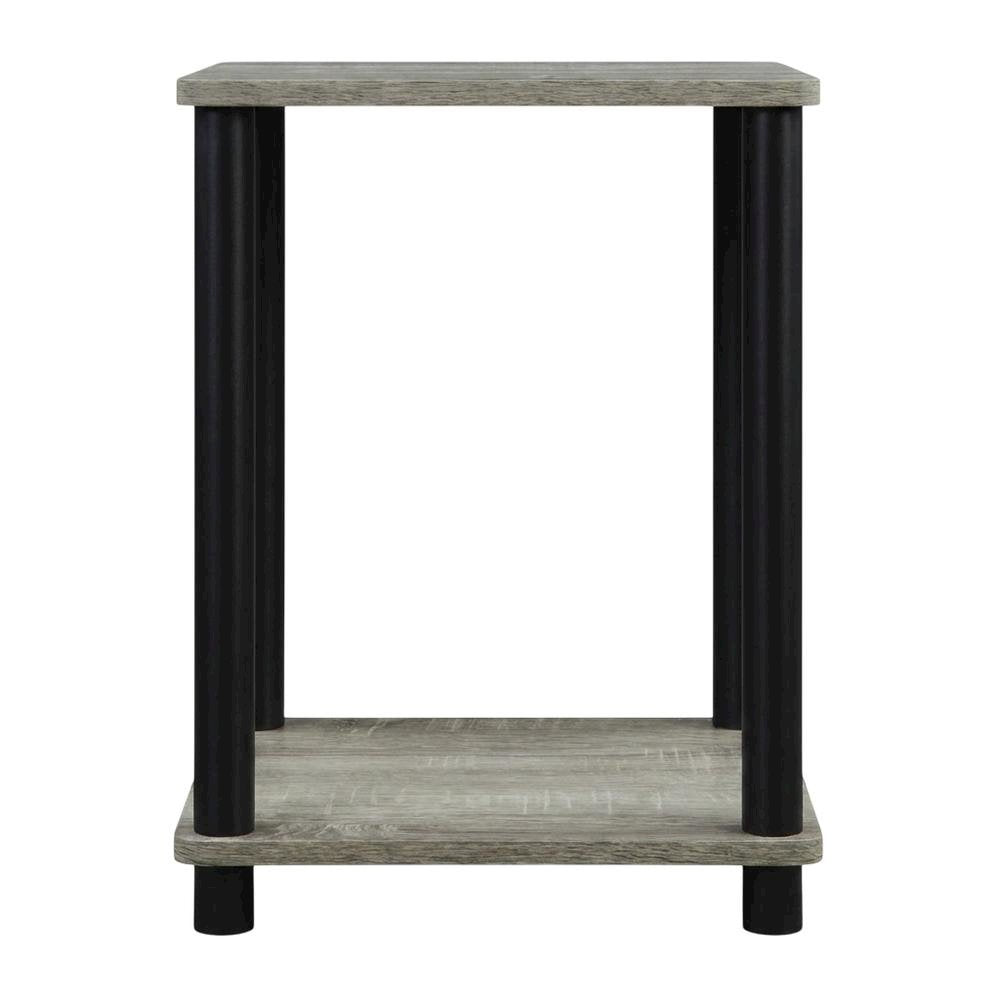 French Oak Grey and Black End Table with Modern Style