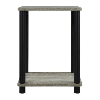 French Oak Grey and Black End Table with Modern Style
