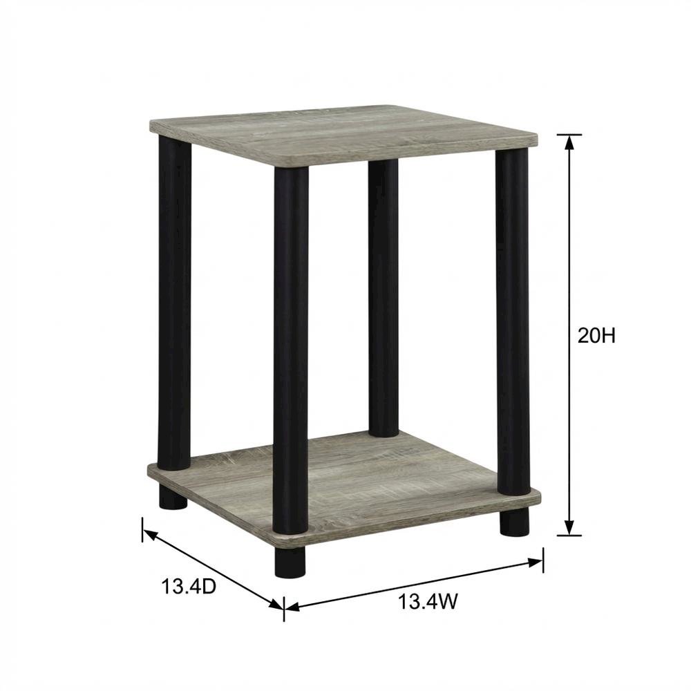 French Oak Grey and Black End Table with Modern Style