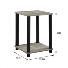 French Oak Grey and Black End Table with Modern Style