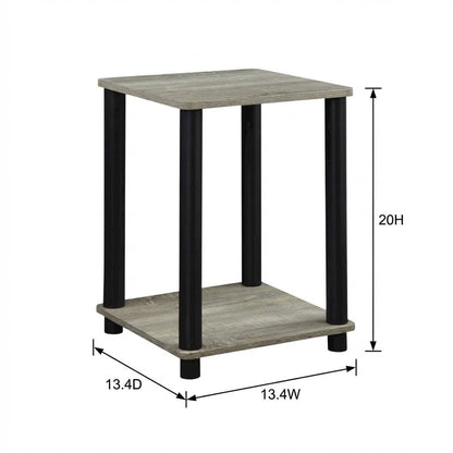 French Oak Grey and Black End Table with Modern Style