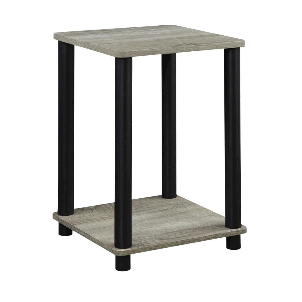 French Oak Grey and Black End Table with Modern Style