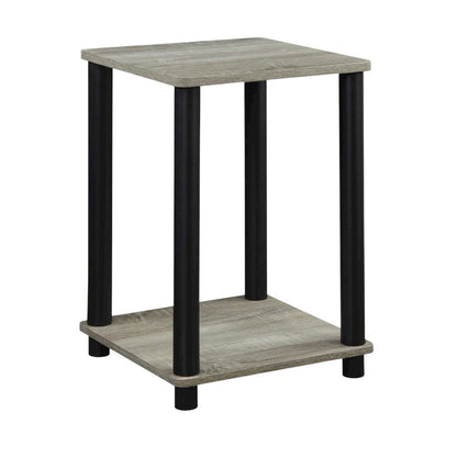 French Oak Grey and Black End Table with Modern Style
