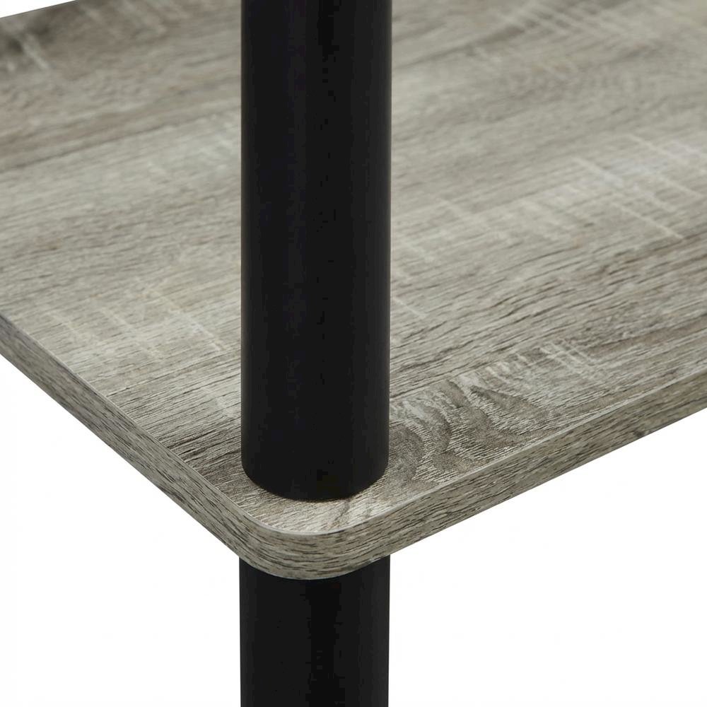 French Oak Grey and Black End Table with Modern Style
