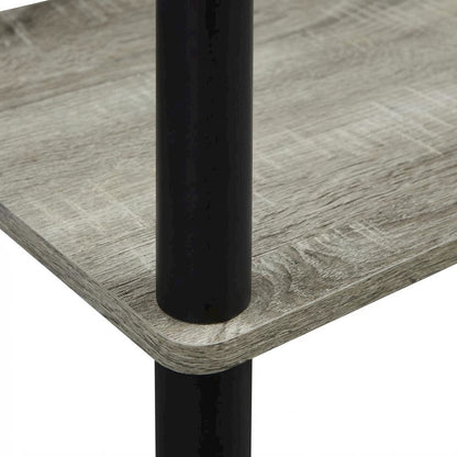 French Oak Grey and Black End Table with Modern Style