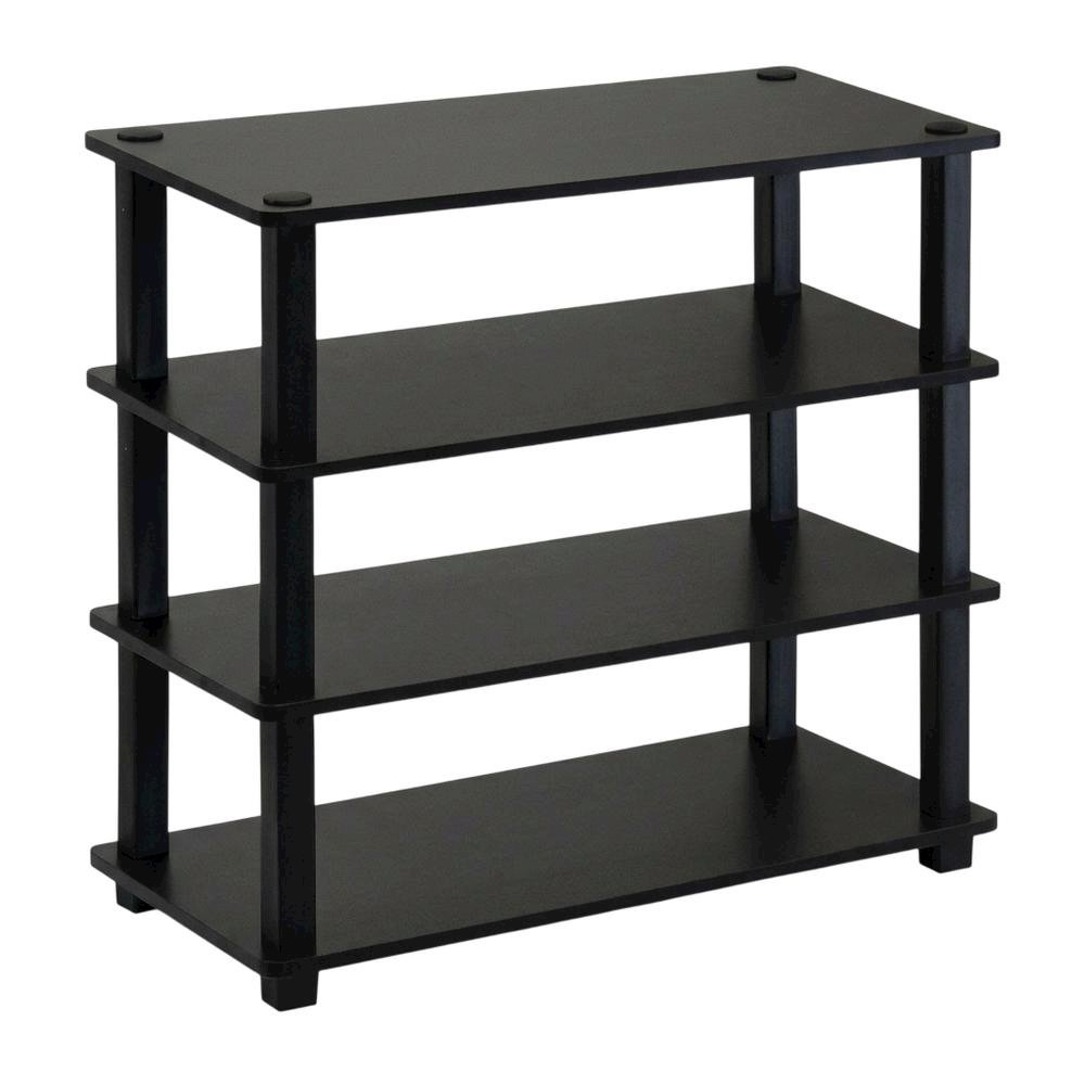 Brown 4-Tier Shoe Rack, Composite Wood, PVC Tubes, Tool-Free Assembly