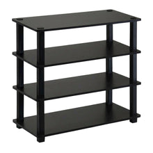 Brown 4-Tier Shoe Rack, Composite Wood, PVC Tubes, Tool-Free Assembly