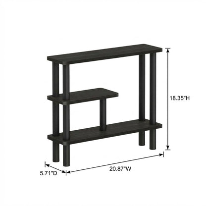 Brown Slim Entryway Storage Rack, Composite Wood, 4 Shelves, Wall-Side