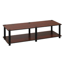 Dark Cherry TV Stand with Black Tube Frame and Composite Wood Construction