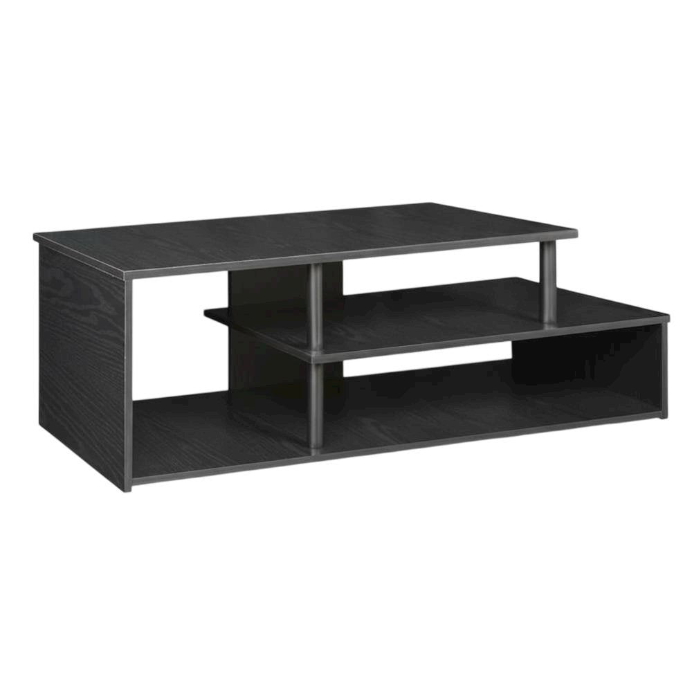 Low Profile TV Stand in Black Wood Finish with Composite Construction
