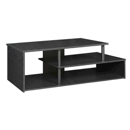 Low Profile TV Stand in Black Wood Finish with Composite Construction
