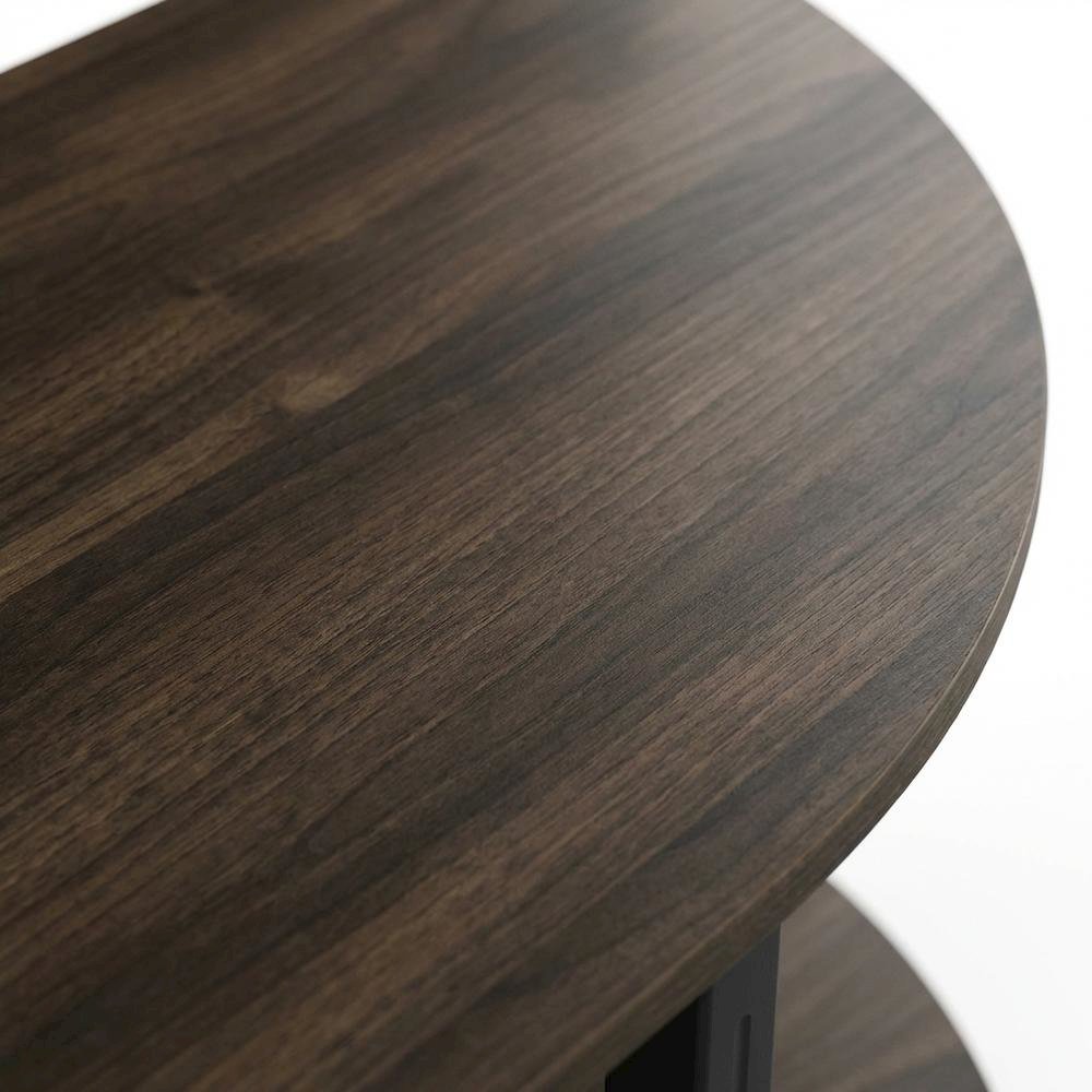 Walnut and Black TV Stand with Wide Surface and Storage Compartments