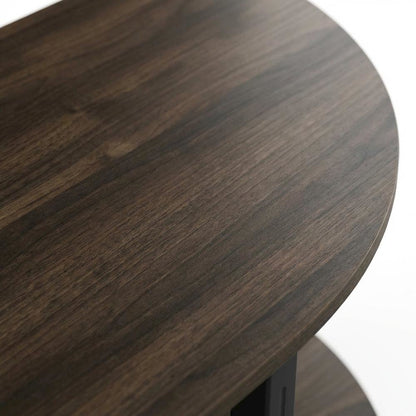 Walnut and Black TV Stand with Wide Surface and Storage Compartments