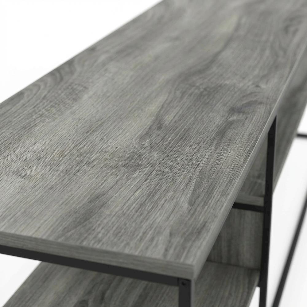 French Oak Grey Wood TV Stand for Up to 78-Inch Screens with Storage Space