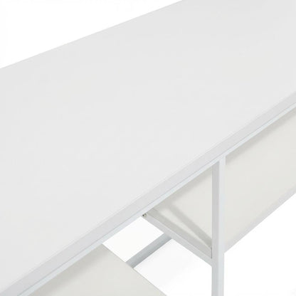 Modern White TV Stand for 78 Inch TVs with Solid Wood Construction