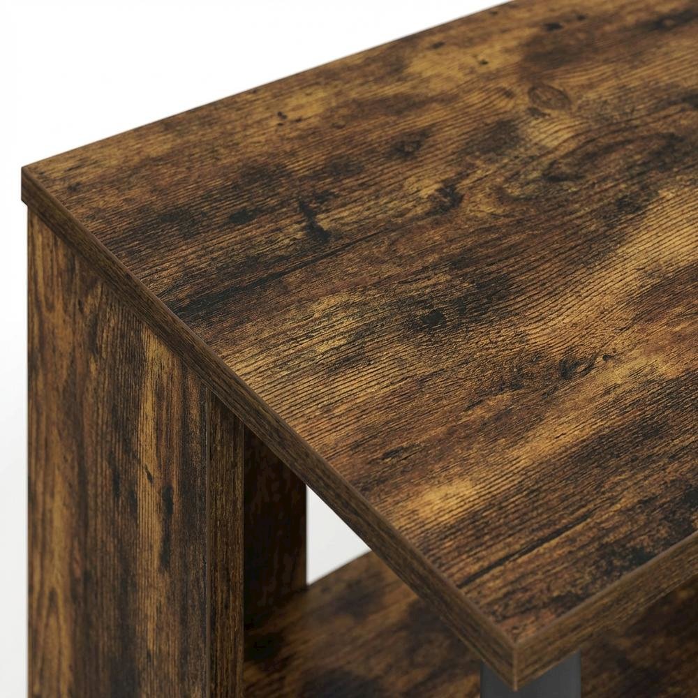 Wooden TV stand with black and amber pine finish for TVs up to 65 inches