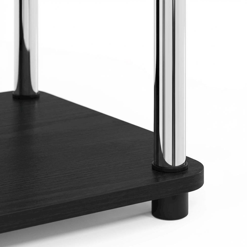 Wood TV stand for up to 55-inch with storage bins, stainless steel accents