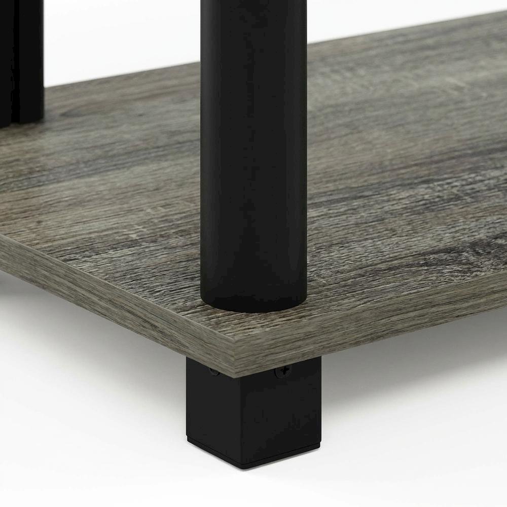 Wooden TV Stand with Shelves and Storage in French Oak/Black finish