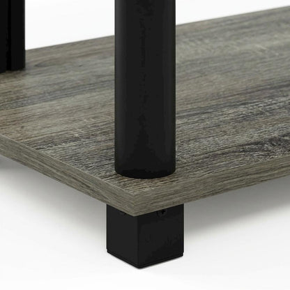 Wooden TV Stand with Shelves and Storage in French Oak/Black finish
