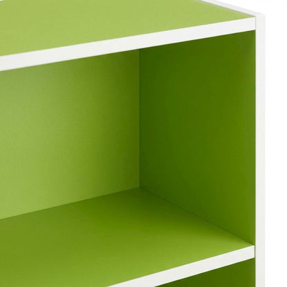 Reversible Color Open Shelf Bookcase, White and Green, Multi-Functional Storage