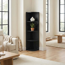 Blackwood 4-Tier Corner Bookcase with Open Shelves for Living Room Storage
