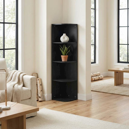 Blackwood 4-Tier Corner Bookcase with Open Shelves for Living Room Storage