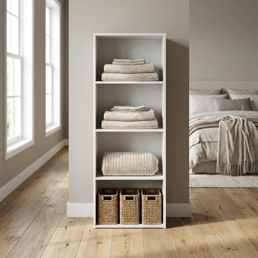 Wood 4-Tier Open Shelf Closet and Clothing Storage Organizer