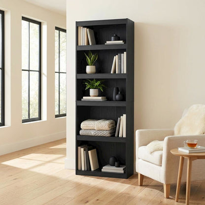 Blackwood 5-Tier Shelf Bookcase with Ample Storage and Sturdy Wood Construction